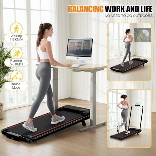 Compact Foldable Walking Treadmill 7% Incline 2.5HP LED Home Gym