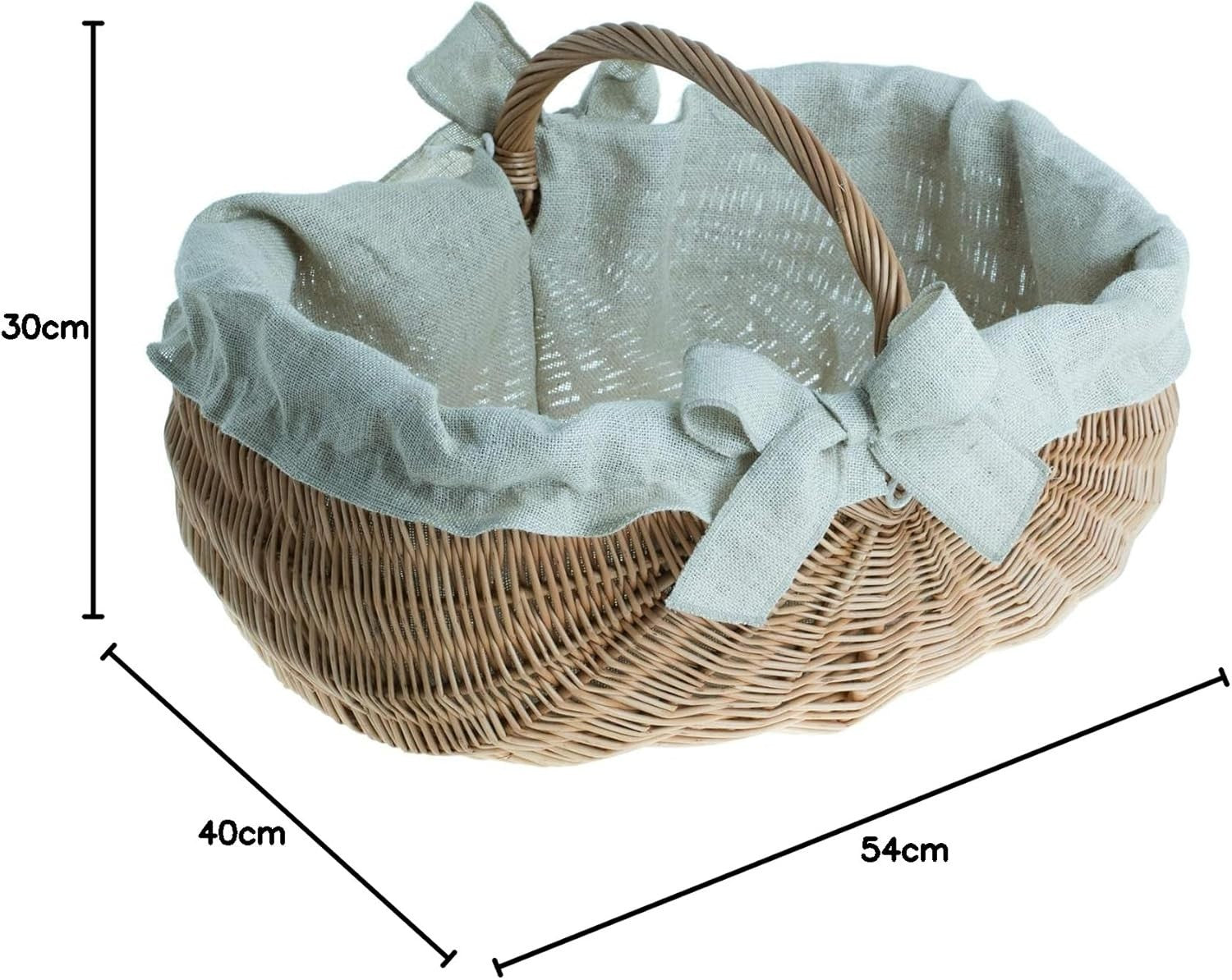 Indoor Wicker Log Basket with Handle, Rustic Jute Liner, Spacious Firewood Holde