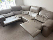 Luxe Electric Brown Leather Corner Sofa (PTP)