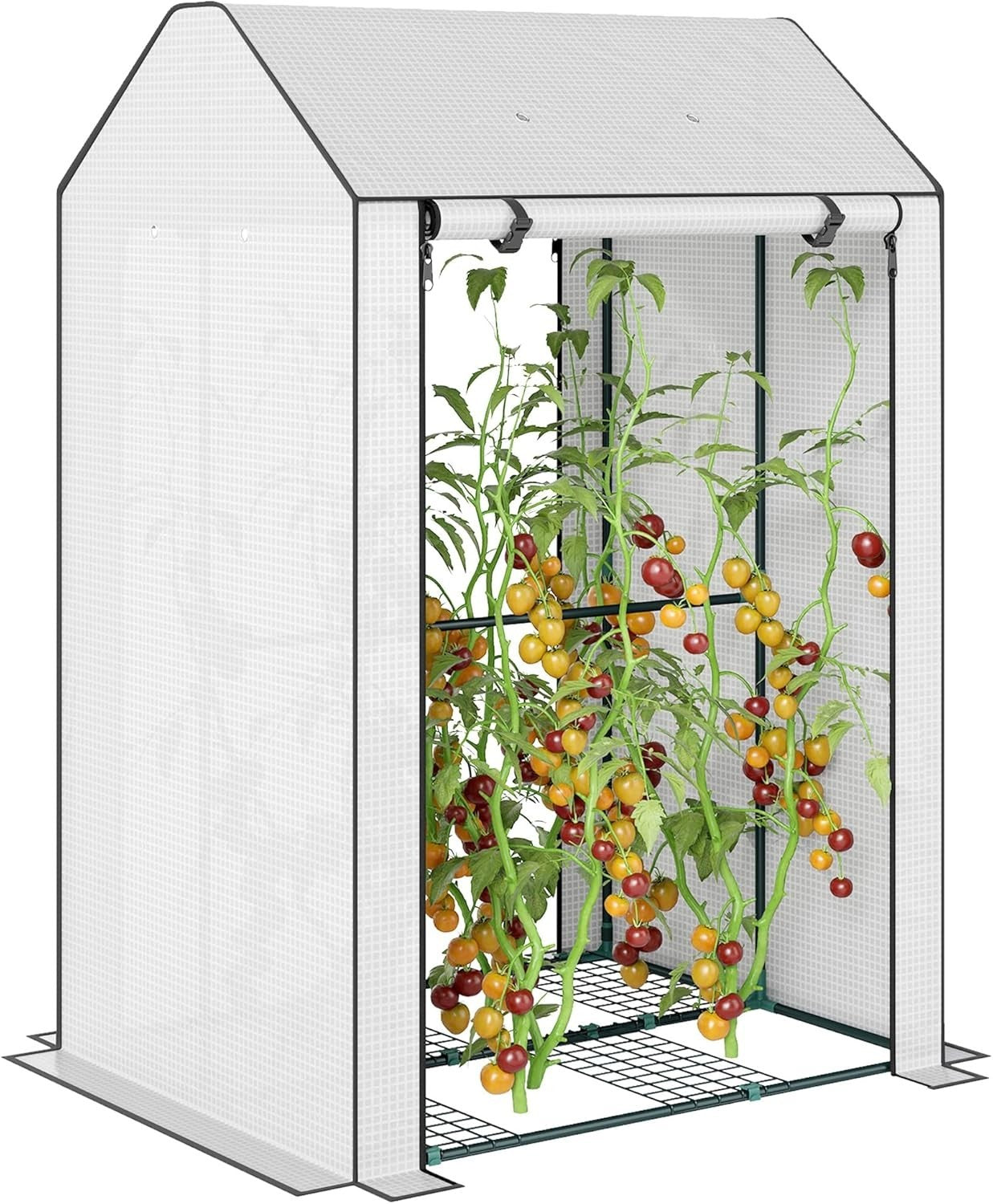 Mini Greenhouse with 4 Shelves | Portable Garden Grow House | Roll-Up Door