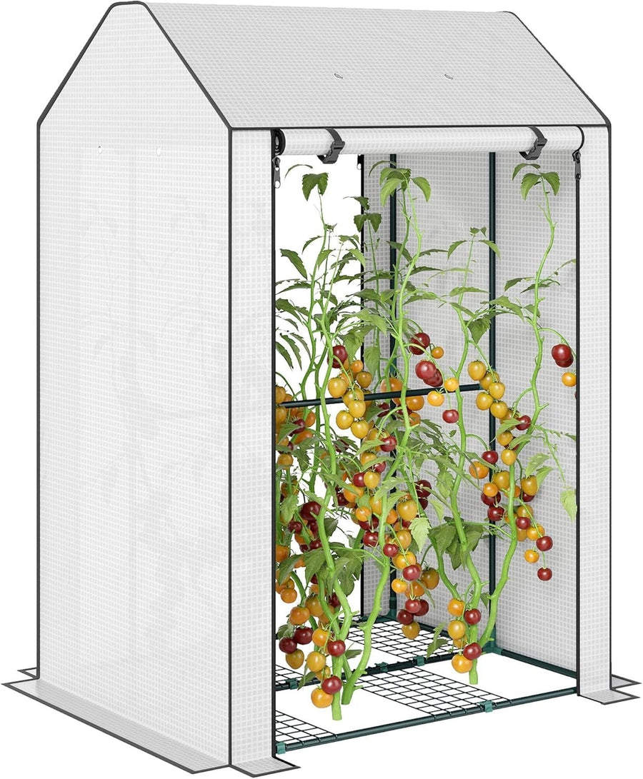 Mini Greenhouse with 4 Shelves | Portable Garden Grow House | Roll-Up Door
