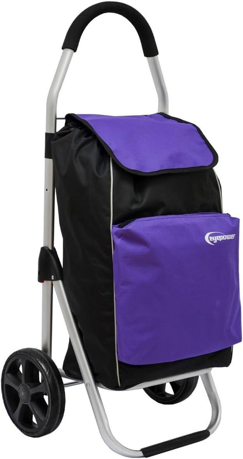 Foldable Shopping Trolley 52L with Cooler Bag – Lilac, Heavy Duty Cart