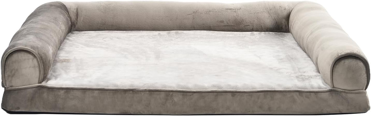 XL Orthopedic Dog Bed 112x89cm U Shape Bolster Taupe Washable