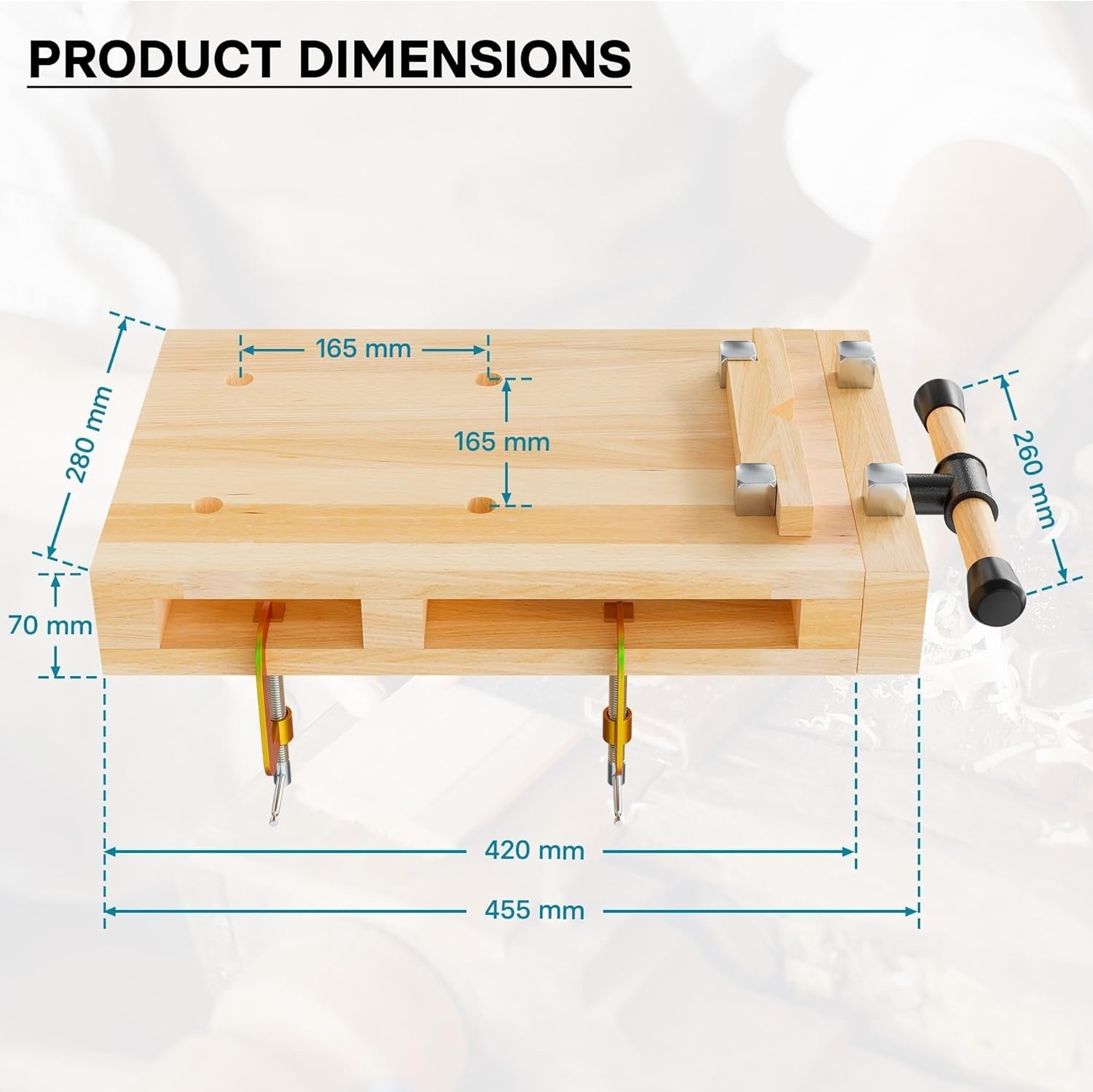 Portable Mini Workbench with Vice Beech Wood Clamp Table for Woodworking