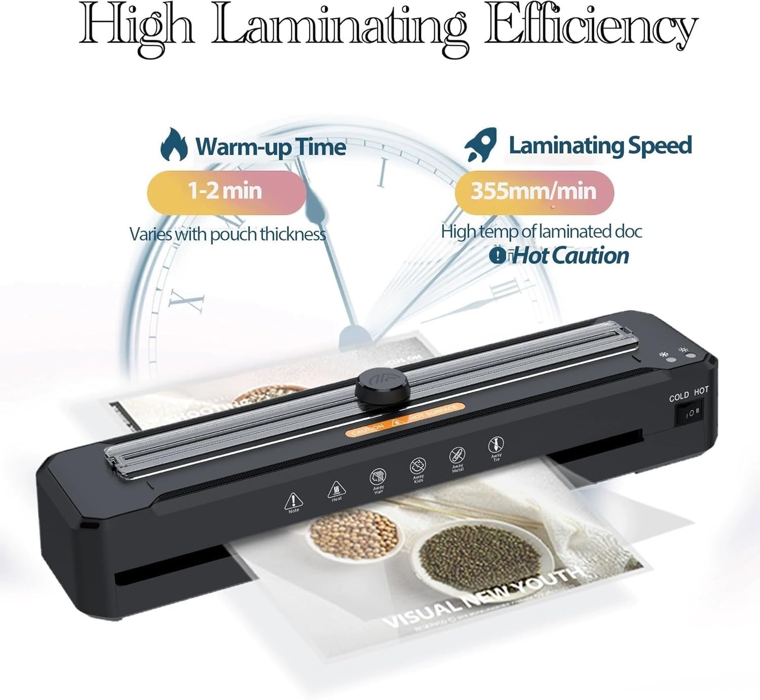 A3 Laminator Hot Cold Built-In Trimmer Fast 2-Min Warm-Up Anti-Jam