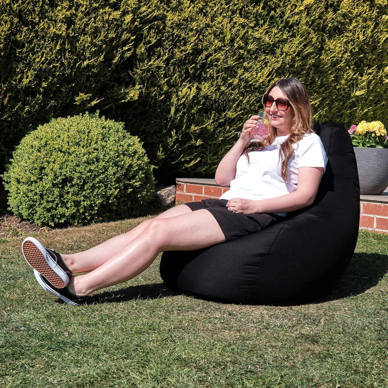 2x Gaming Bean Bag Chairs Black | Waterproof Recliner Seats Indoor Outdoor