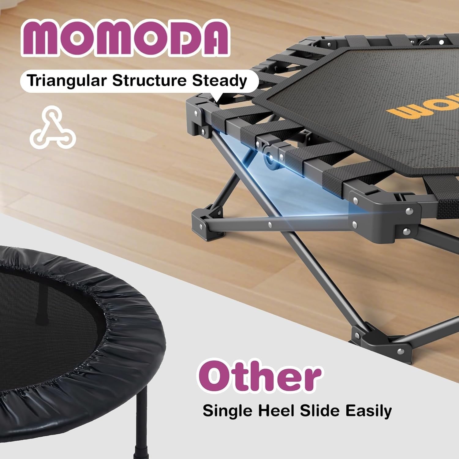 42in Folding Mini Trampoline with Handle Indoor Rebounder Kids Adults