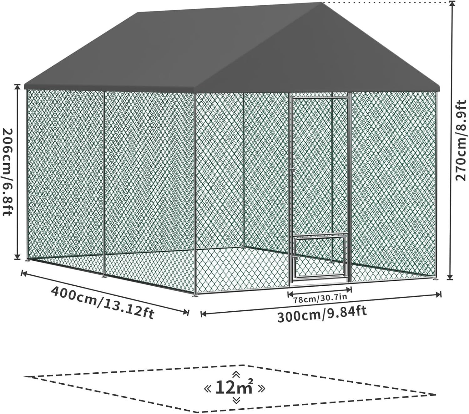 Large Walk In Chicken Coop 4x3x2.7m Metal Run UV Cover Pen