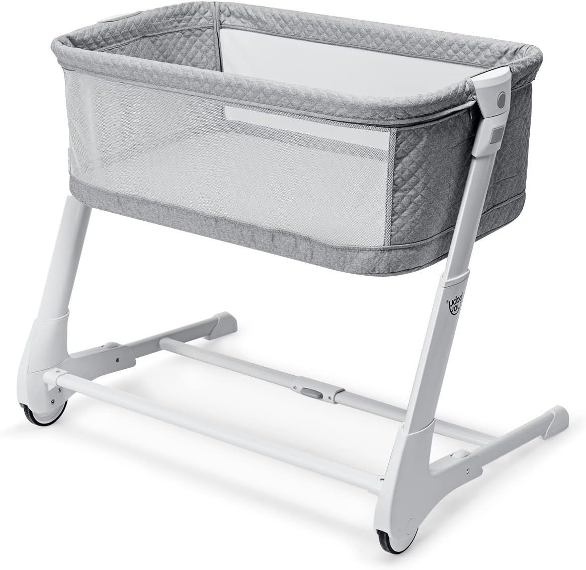 2in1 Baby Bedside Crib Adjustable Bassinet Sleeper Bed Detachable Side Mesh Grey
