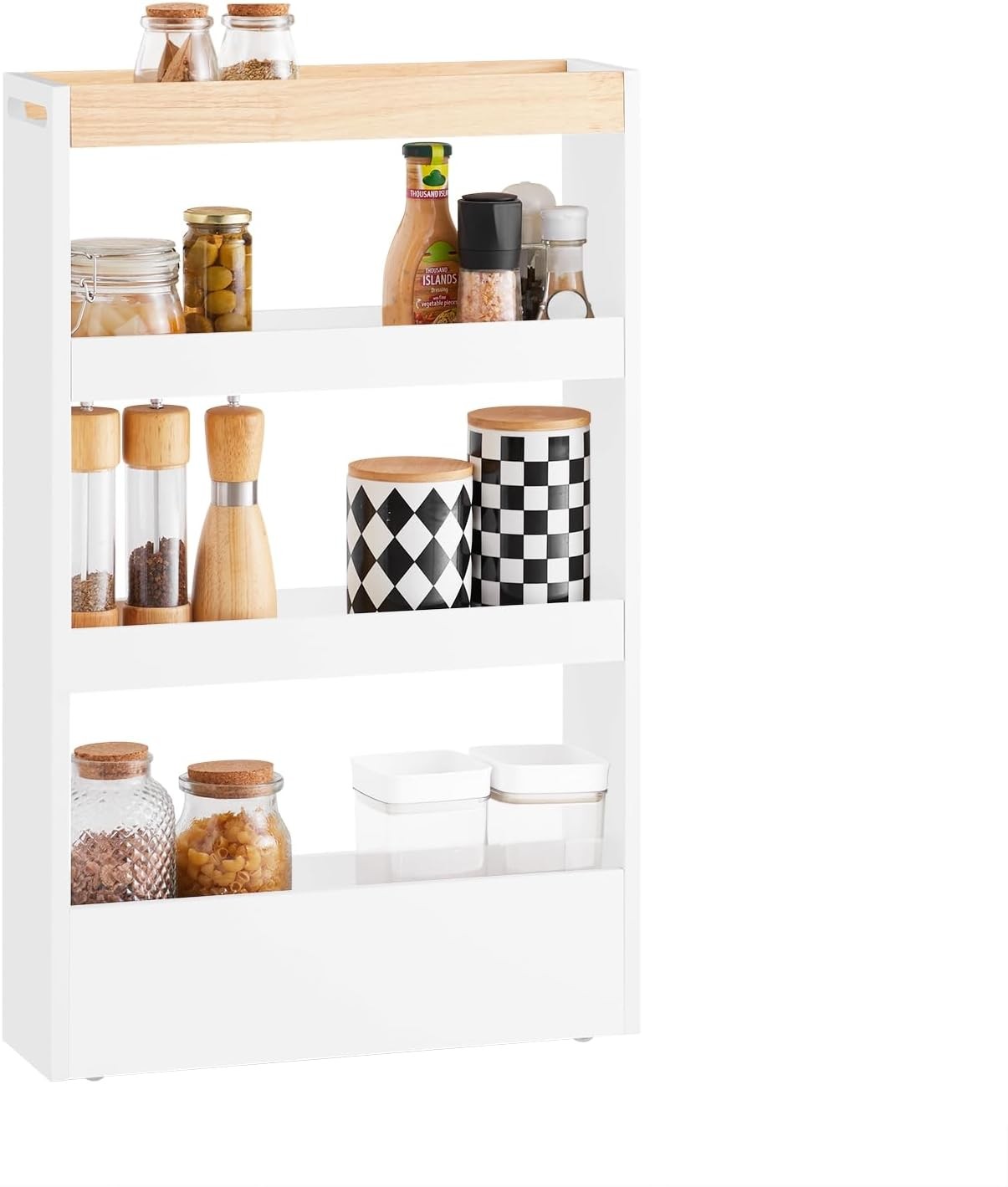 Slim Storage Trolley 15cm Narrow Rolling Cart Kitchen Bathroom 3 Tier