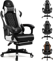 Ergonomic Gaming Chair with Footrest Lumbar Support White