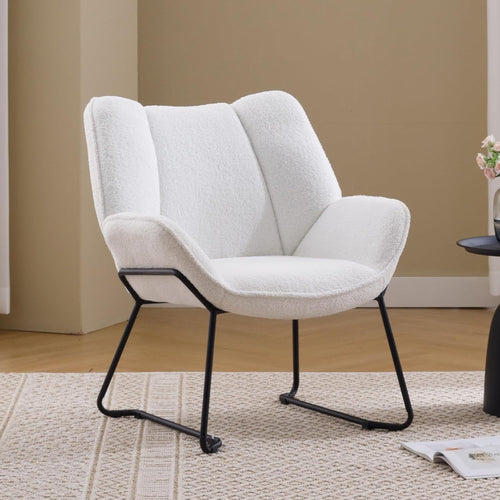 White Chenille Tub Chair Accent Armchair Living Room Bedroom Lounge Seat