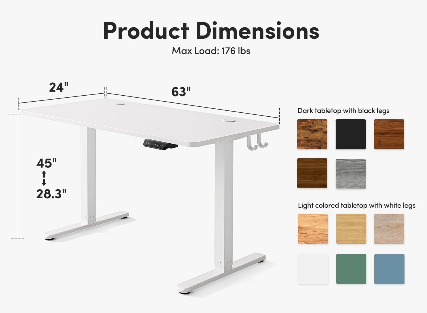 Electric Standing Desk 160x60cm White Adjustable Sit Stand Office Table