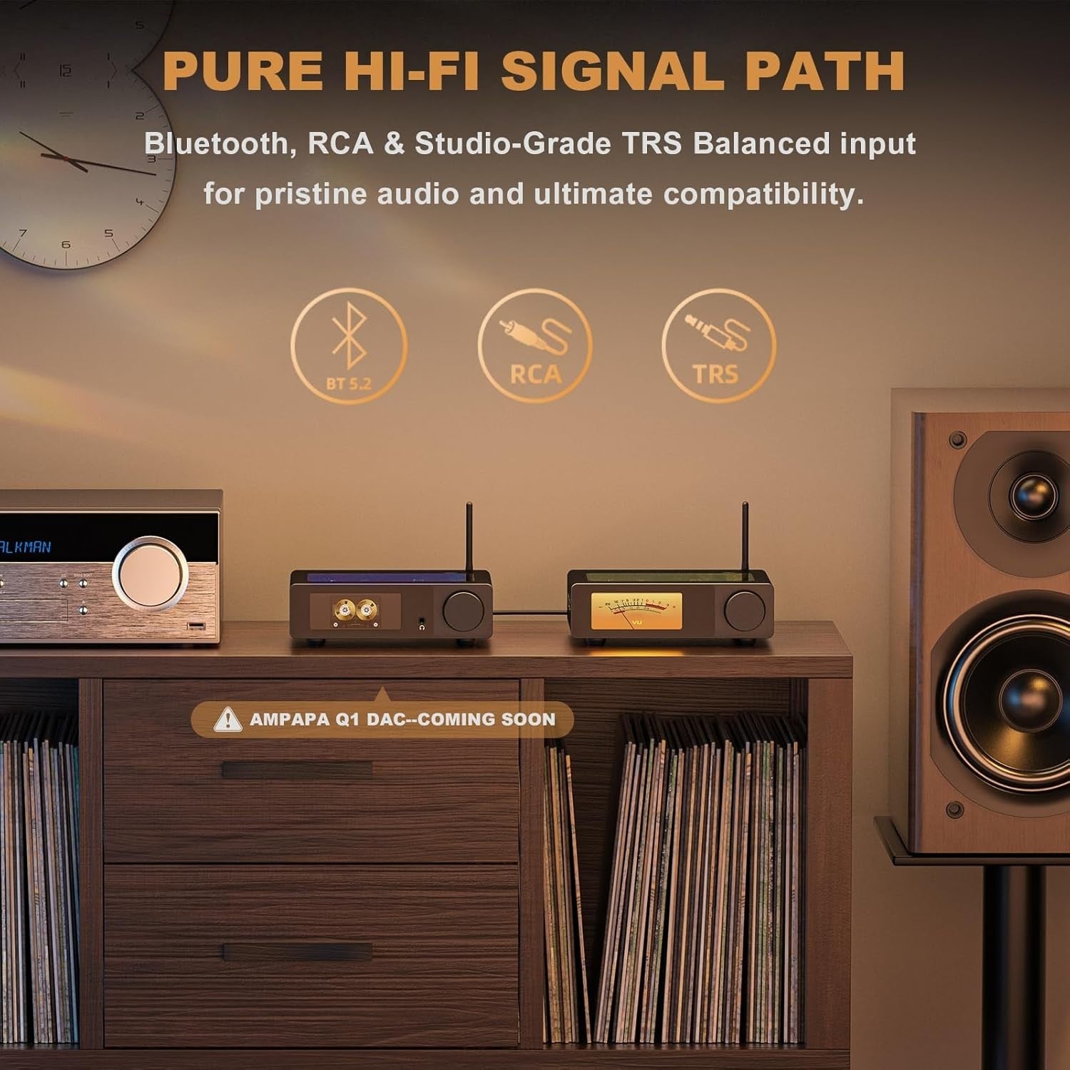300W x2 Bluetooth 5.2 Stereo Amplifier HiFi 2.1 HPF
