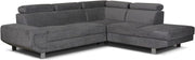 Grey L-Shape Corner Sofa Bed with Storage Right Arm Metal Frame