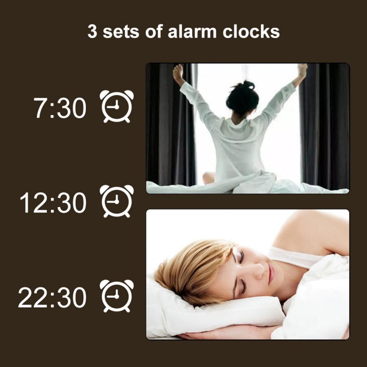 Modern LED Digital Wall Clock Silent Time Temp Display 34x67cm USB Battery