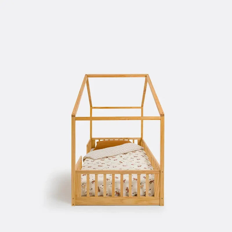 Solid Pine Cabin Bed 208cm Montessori Frame Low Kids Toddler Safety Sleep