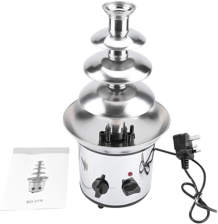 4 Tier Chocolate Fountain Machine 2000W Electric Fondue Melter Steel