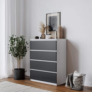 Modern 4 Drawer Bedroom Chest White Carcass Black Drawers Storage Cabinet