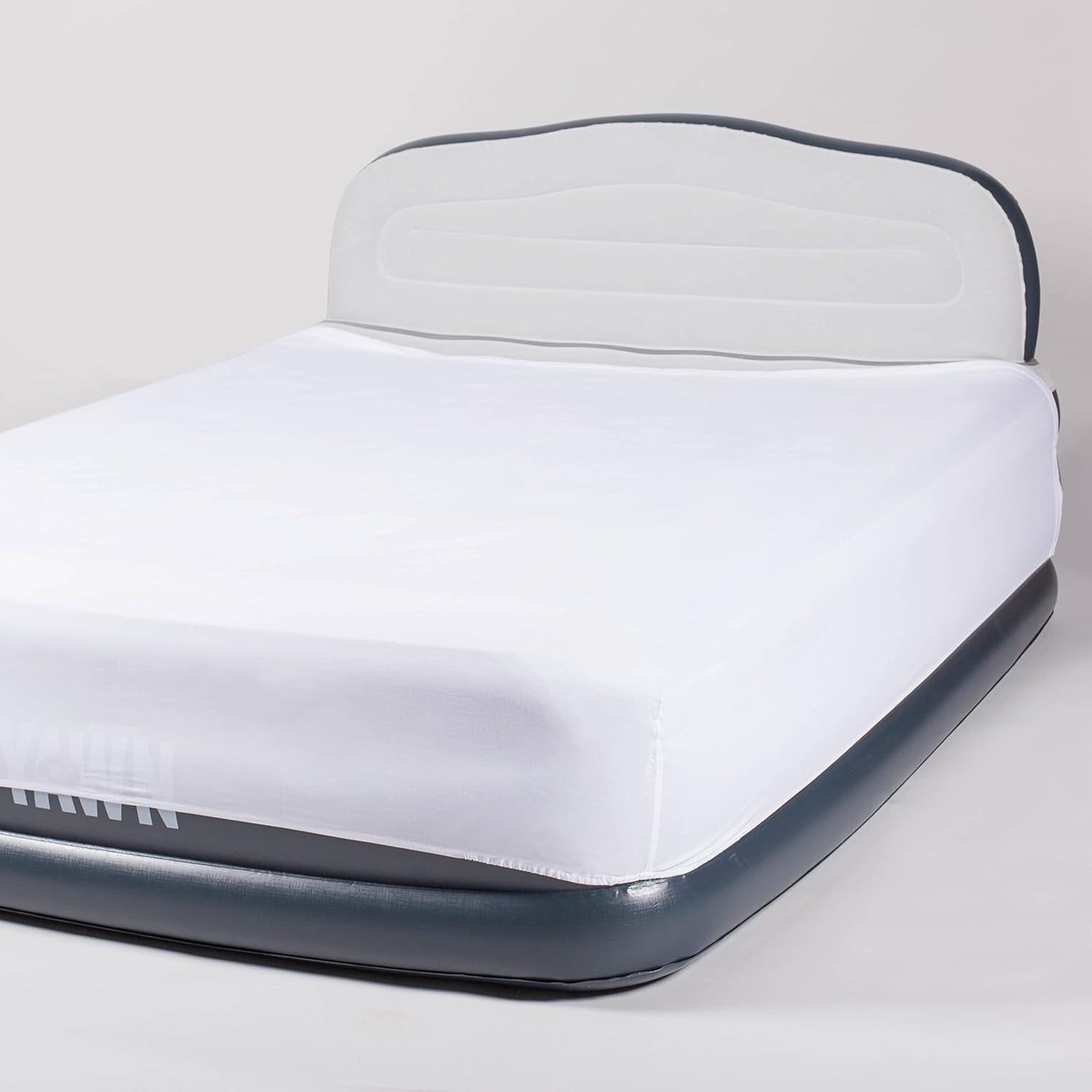 Single Inflatable Air Bed with Built-In Pump Headboard & Fitted Sheet