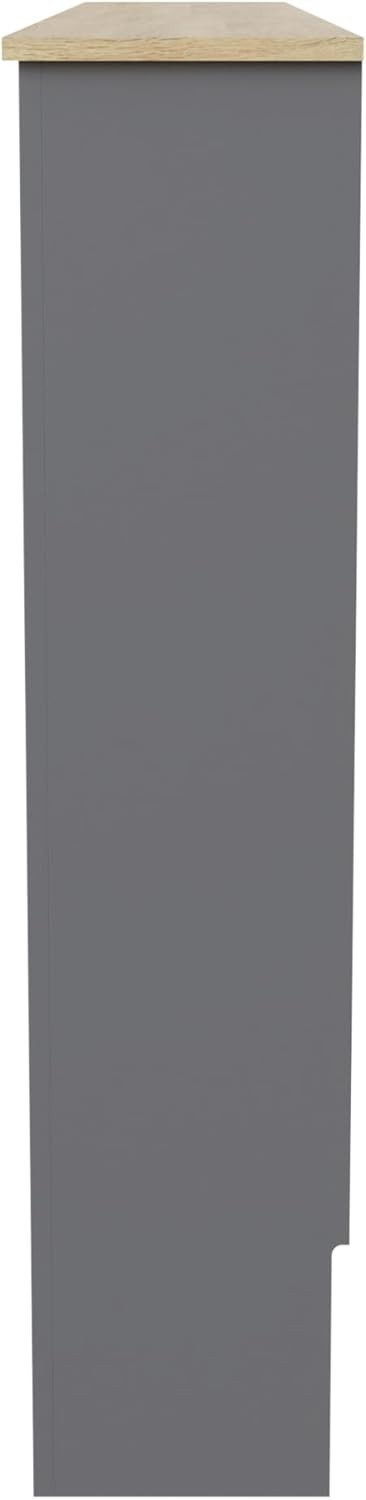 Large Grey Radiator Cover MDF Slatted Cabinet with Shelf Modern Heating Unit