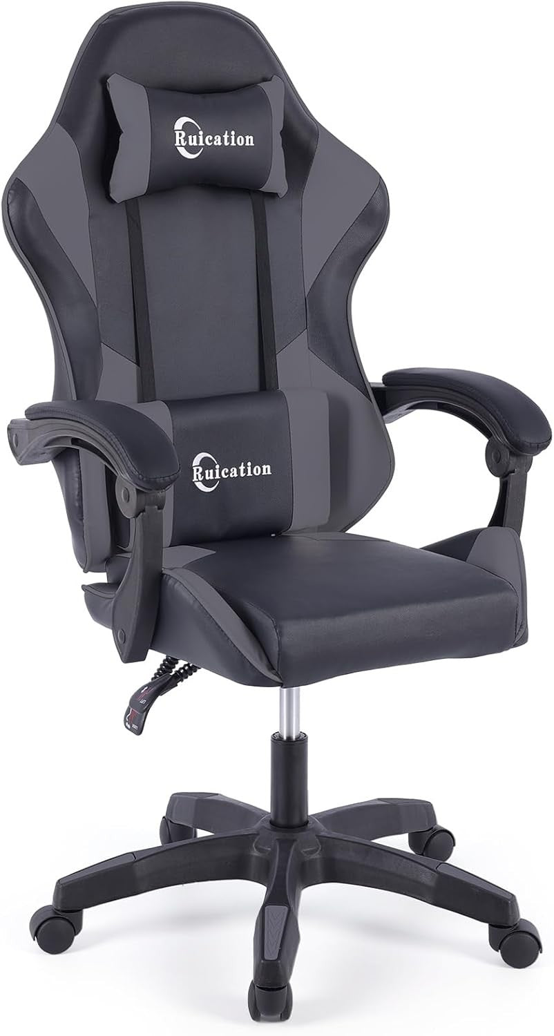Ergonomic Gaming Chair Reclining Office Desk Chair Lumbar Support Grey