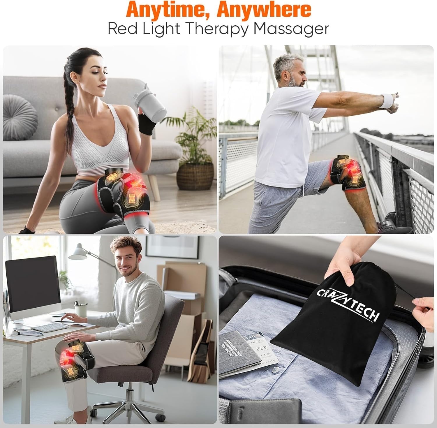 Red Light Knee Massager Infrared Heat Therapy Joint Pain Relief Brace