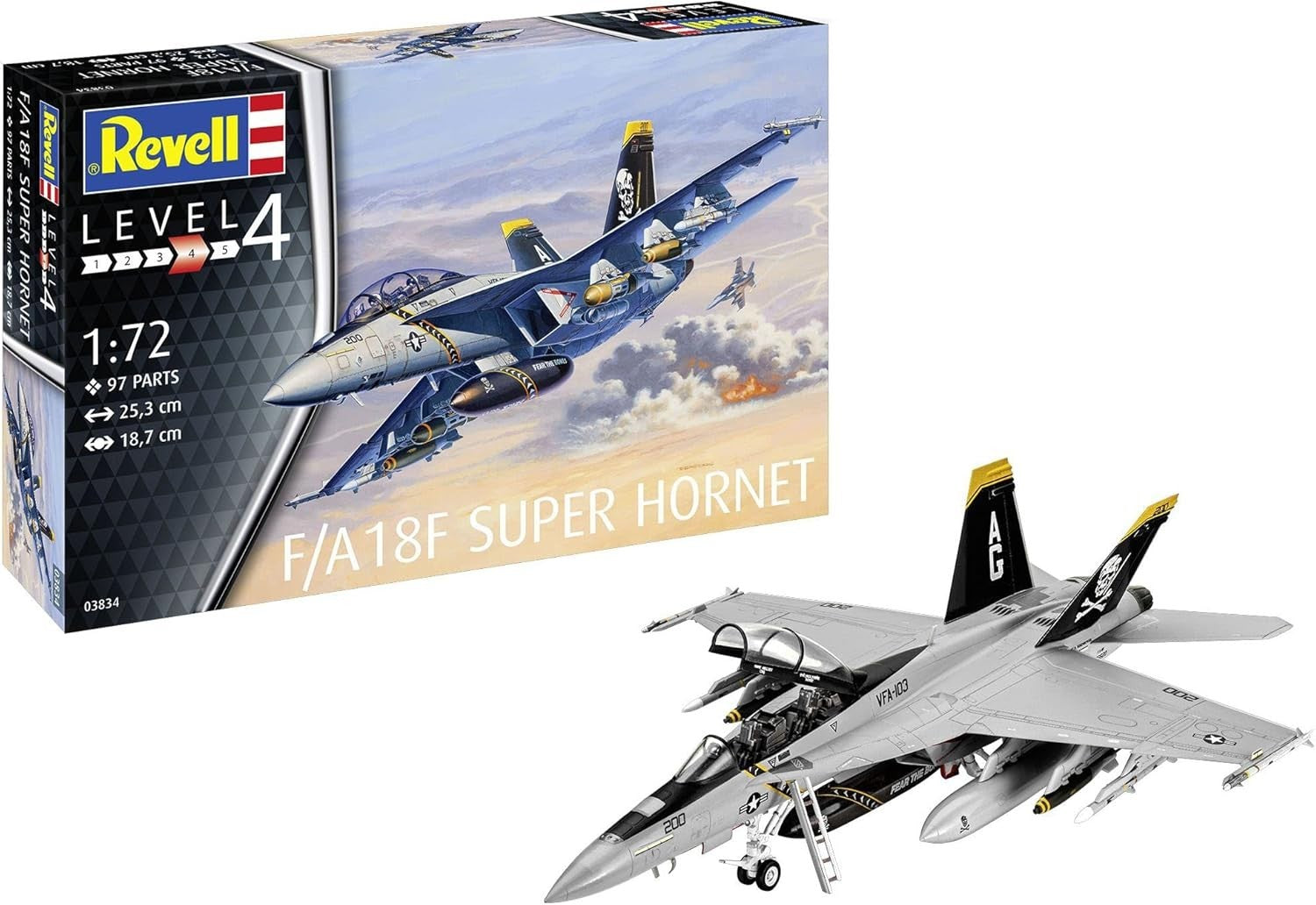 1:72 F/A-18F Super Hornet Jet Model Kit • Detailed Cockpit • Unpainted