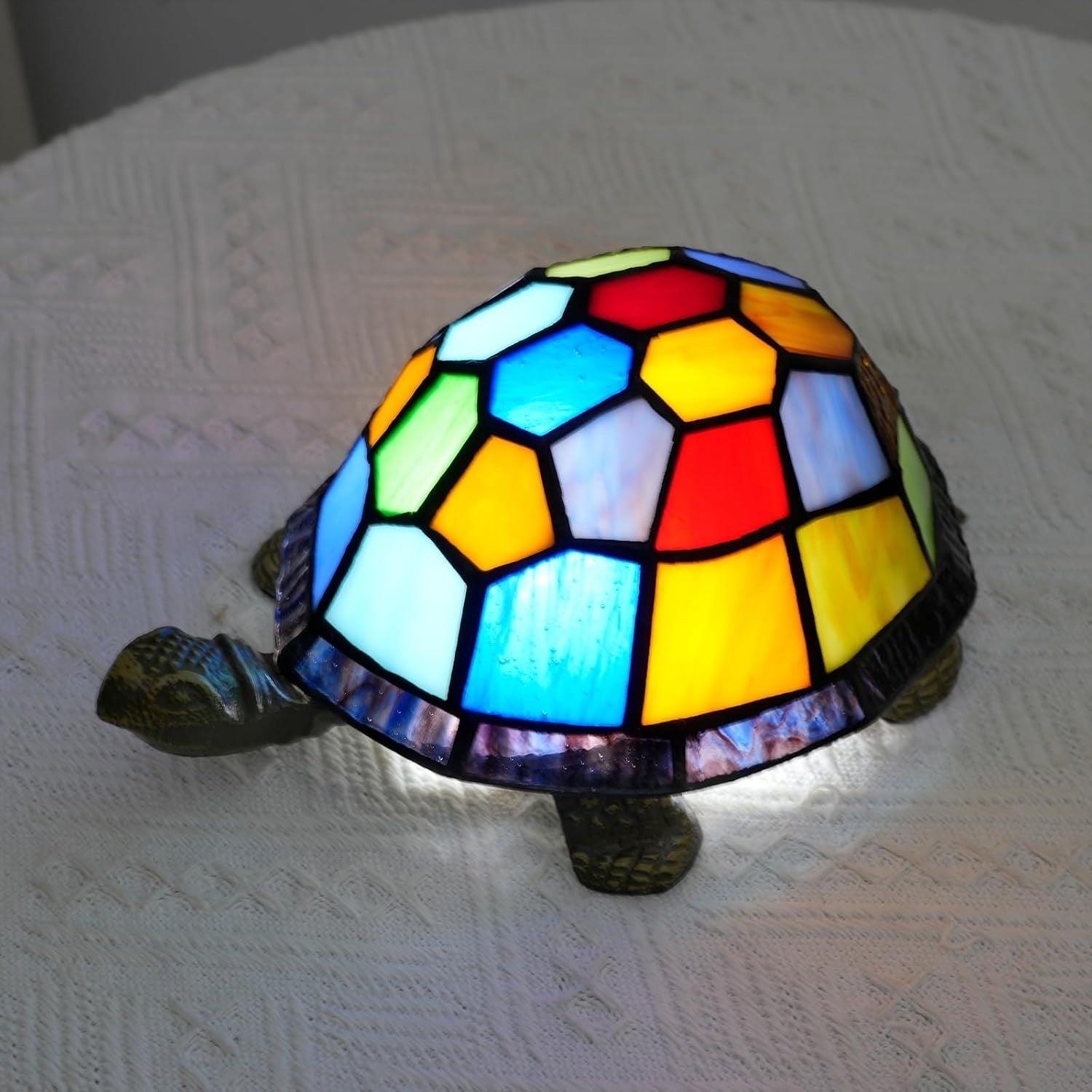 Stained Glass Turtle Lamp Night Light | Kids Room Decor | Table & Desk Lamp