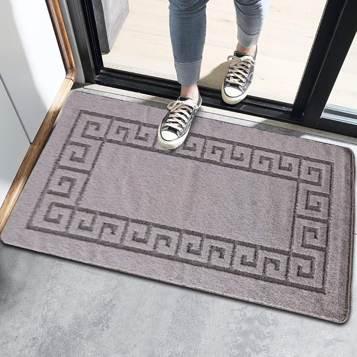 Non Slip Indoor Door Mat 40x60cm Waterproof Gel Back Entrance Rug Grey