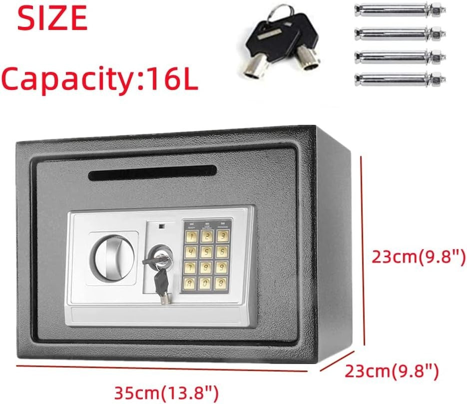 Fireproof Home Safe 16L Electronic Keypad Lock Box Cash Document Storage