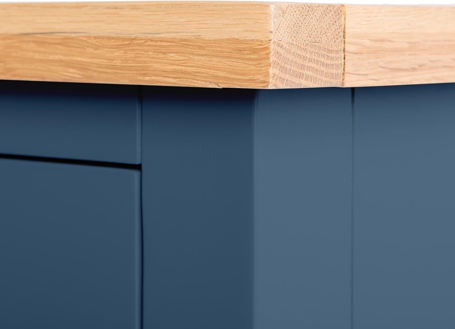 Small Blue Sideboard Cabinet with 2 Drawers & 2 Doors – Oak Top Storage Unit