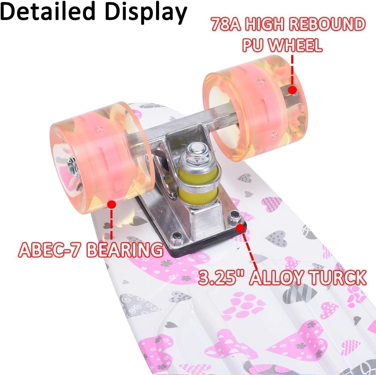 22" Kids Cruiser Skateboard LED Wheels Beginner Complete Skateboard