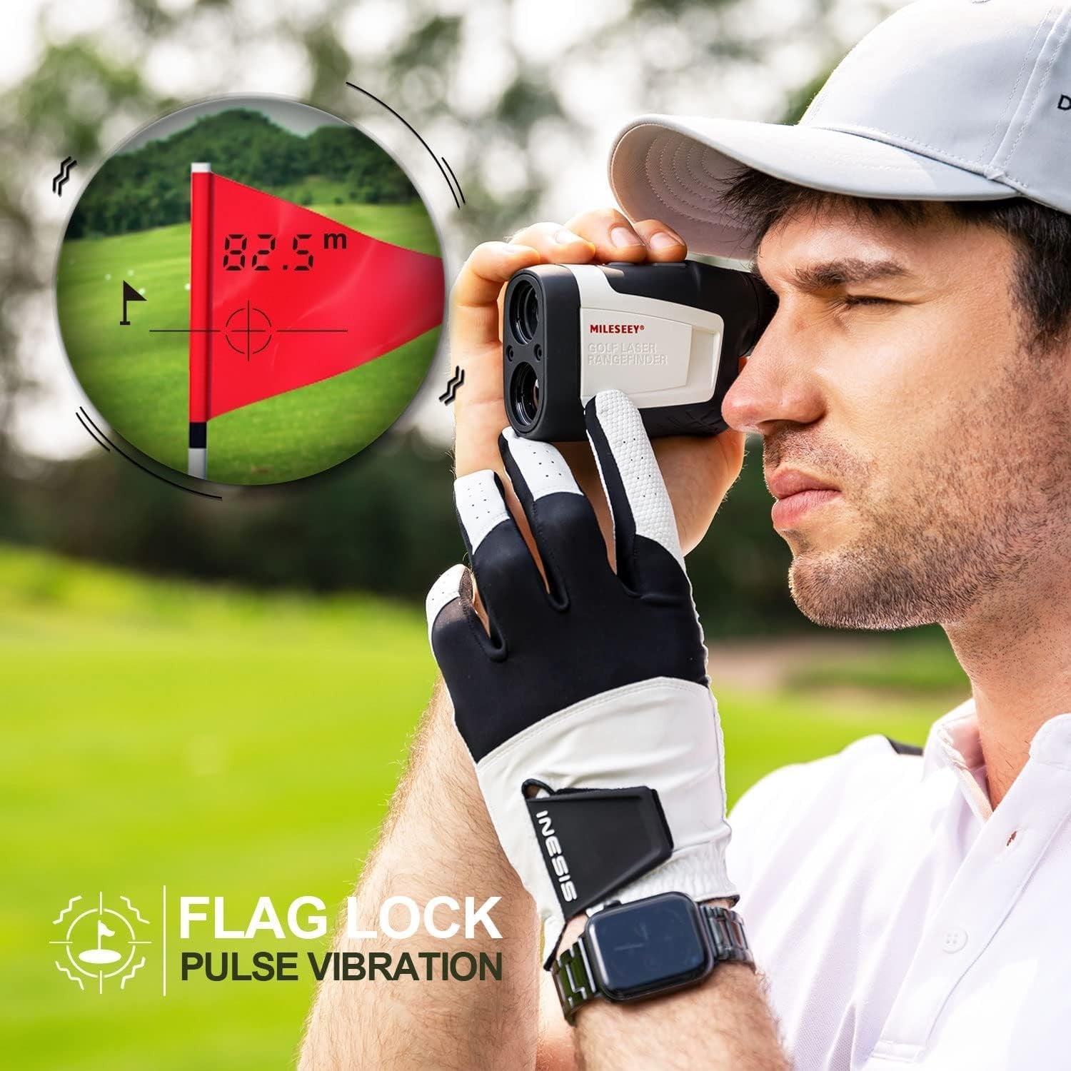 Golf Rangefinder 1100Y Slope On Off Flag Vibration 6X Accuracy