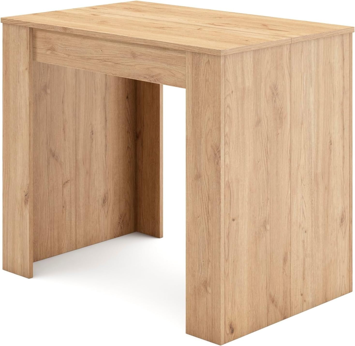 Extendable Folding Console & Dining Table Oak Seats Up to 8