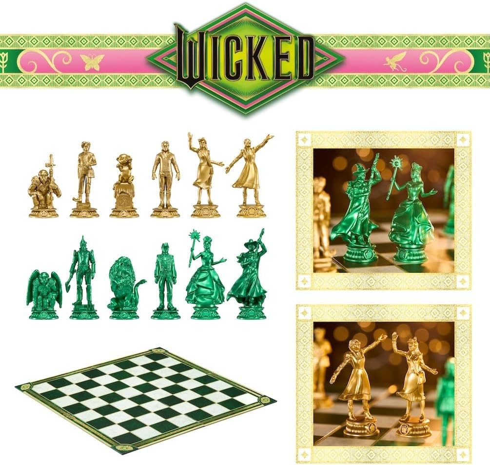 Luxury Wicked Chess Set Emerald & Gold Pieces – Display Board | Collector Gift