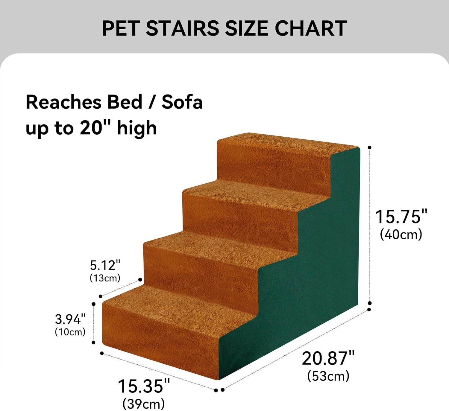 4‑Step Non‑Slip Dog Stairs & Ramp for Bed Sofa – Washable Plush Pet Steps