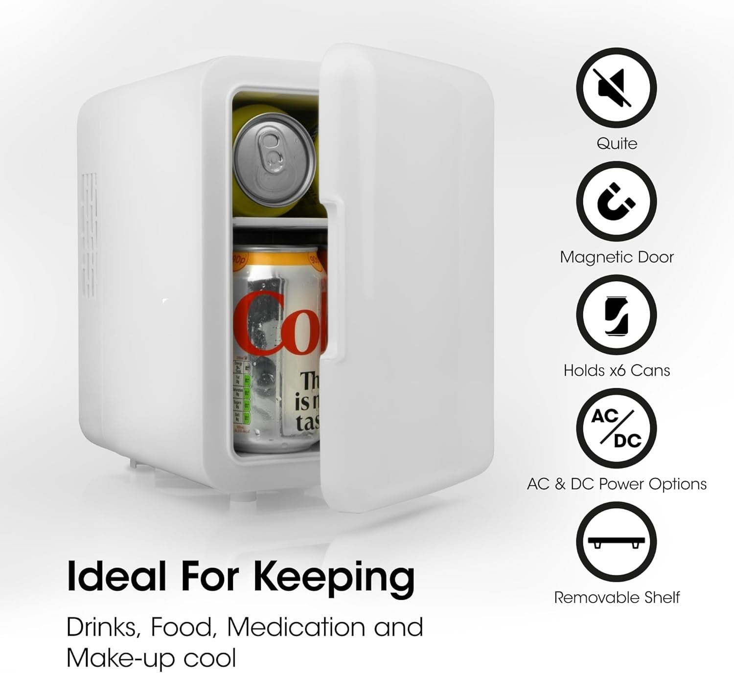 4L SLx Mini Fridge Portable AC/DC Cooler Quiet Eco-Friendly White