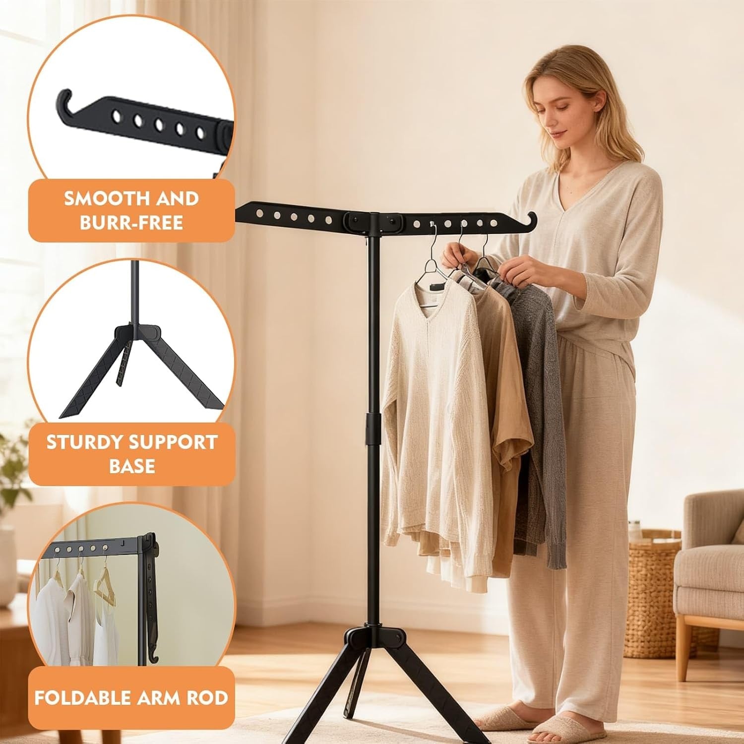 360° Rotating Clothes Airer Stand Folding Drying Rack Tripod 136.5cm