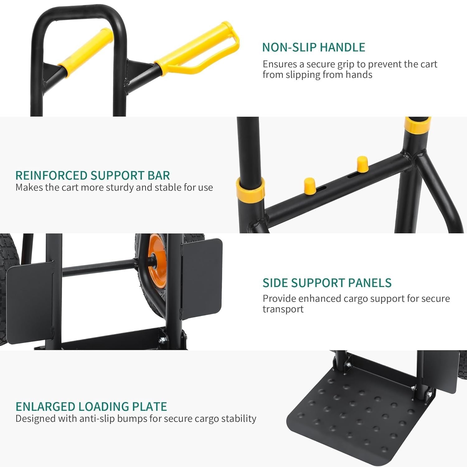 Foldable Heavy Duty Hand Truck 150kg Capacity w/ Large 25cm Rubber Wheels