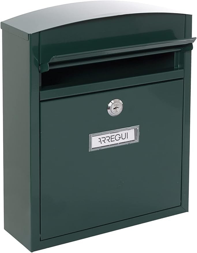 Lockable Wall Mounted Mailbox Green Steel Compact Waterproof Post Box