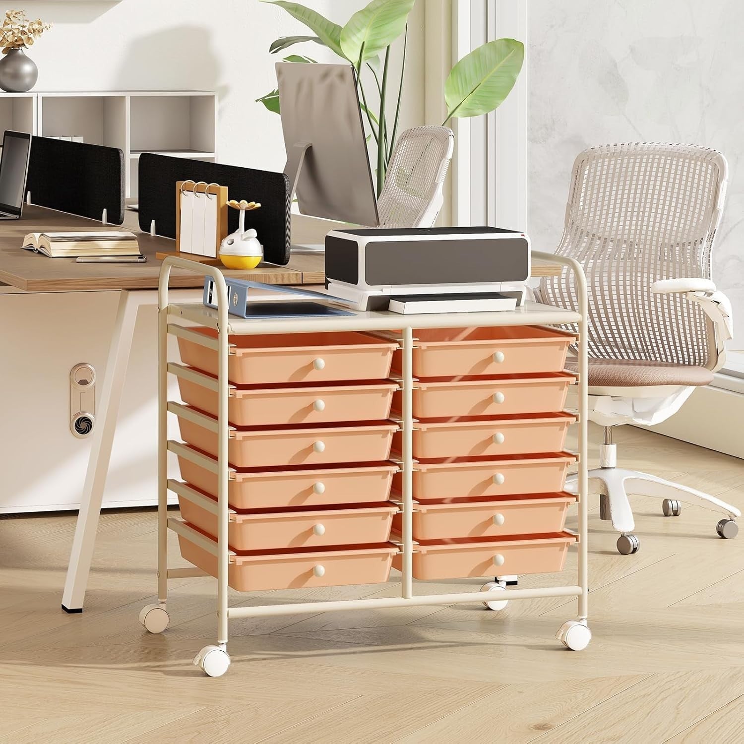 12 Drawer Rolling Storage Cart Utility Trolley Organizer Lockable Wheels
