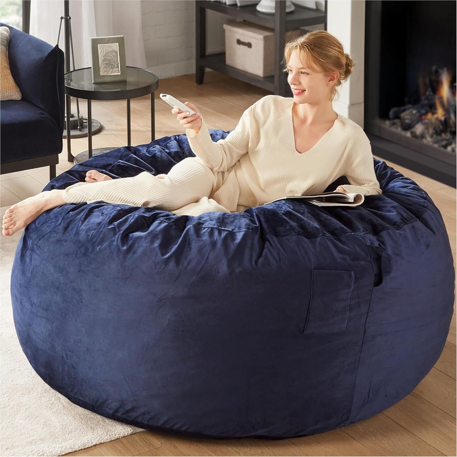 Large 4FT Memory Foam Bean Bag Chair with Removable Cover for Gaming & Relax