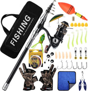 Telescopic Fishing Rod & Reel Kit 2.1m Spinning Pole with Lures & Bag