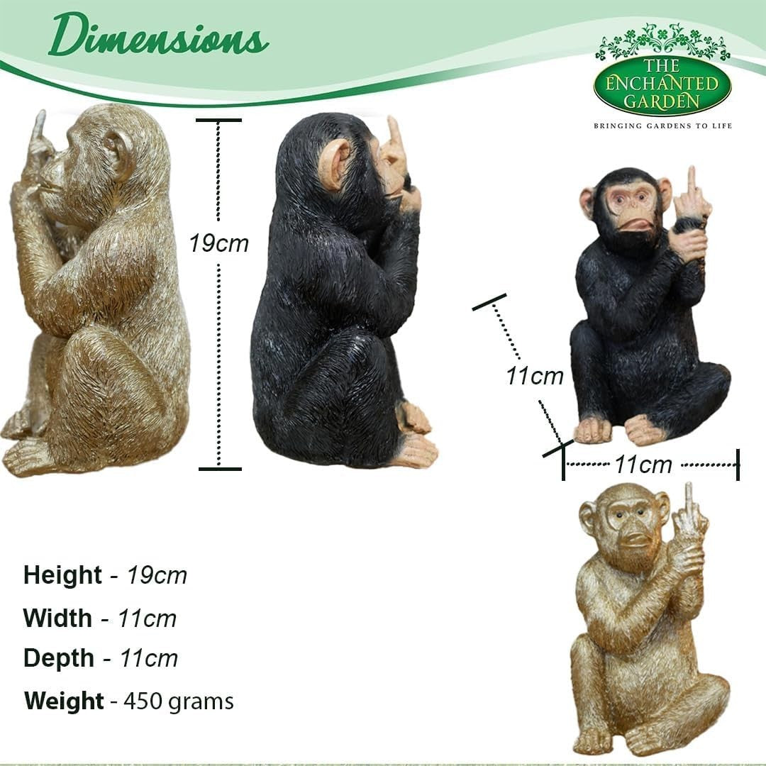 Gold Rude Monkey Statue Ornament Resin Figurine Home Bar Funny Gift 19cm