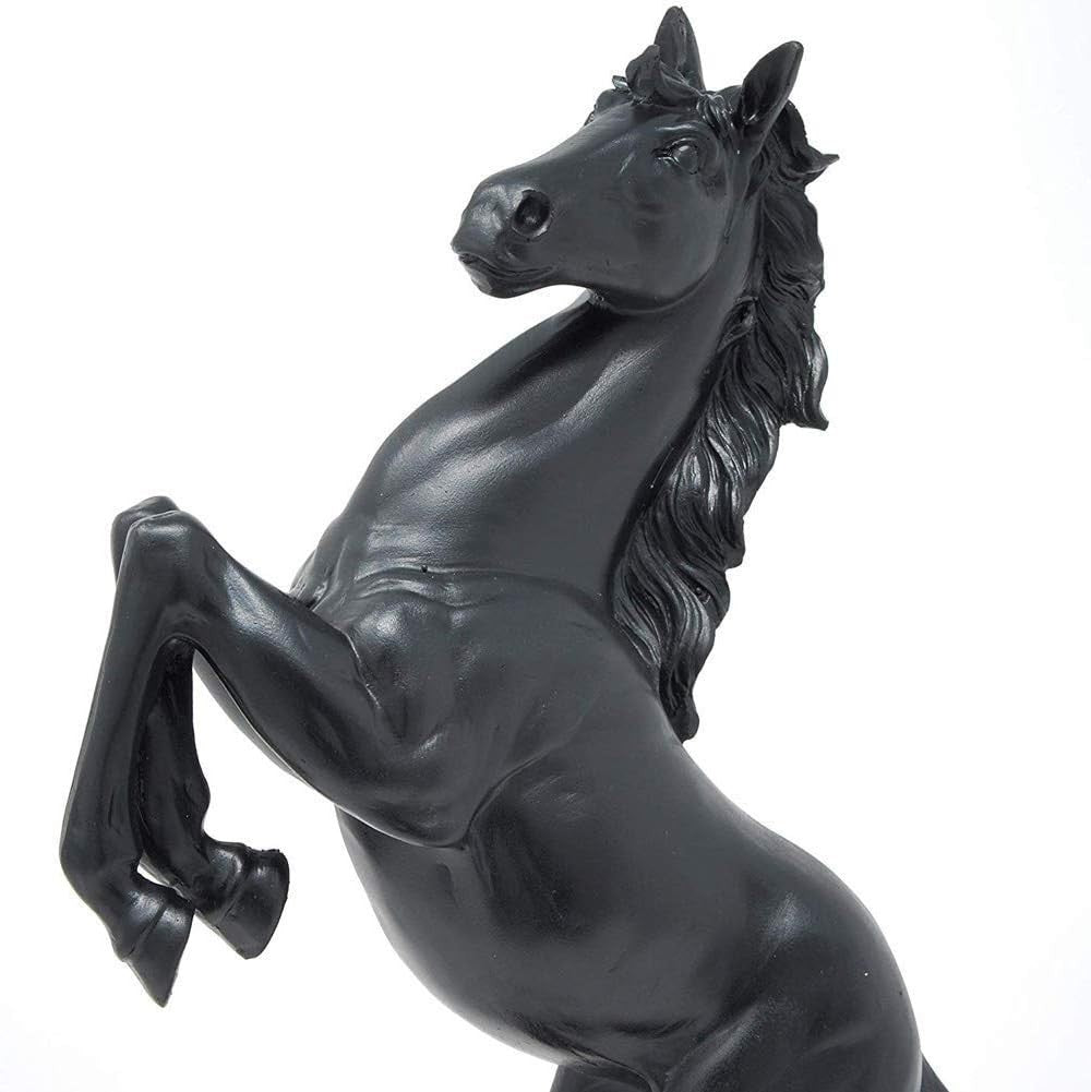 Rearing Horse Statue Black Resin Sculptural Decor Elegant Home Office Art
