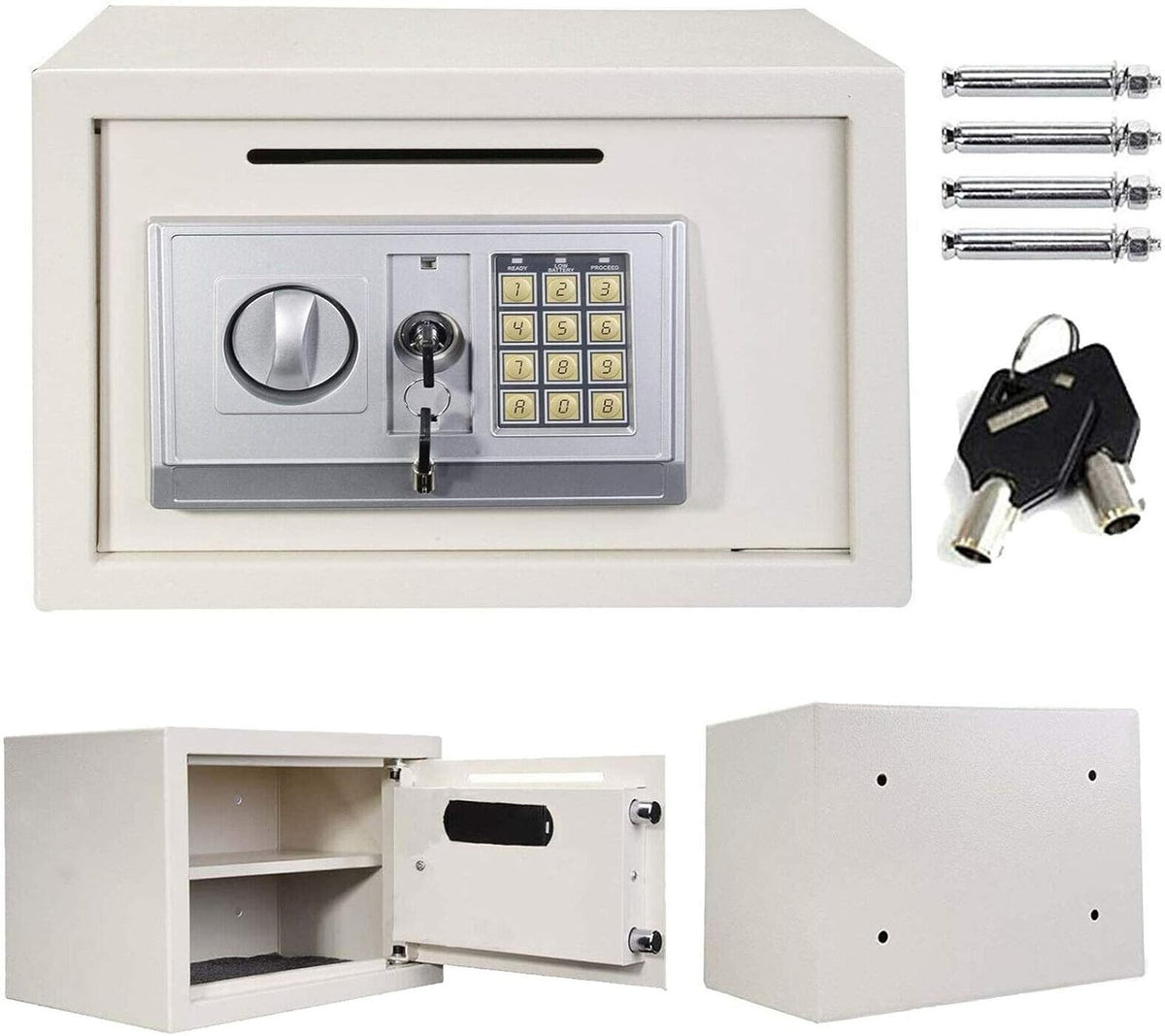 16L Digital Safe Box Electronic Keypad Cash Jewelry Security White
