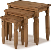 Antique Wax Pine Wood End Table Nightstand Solid Mexican Design Rectangular