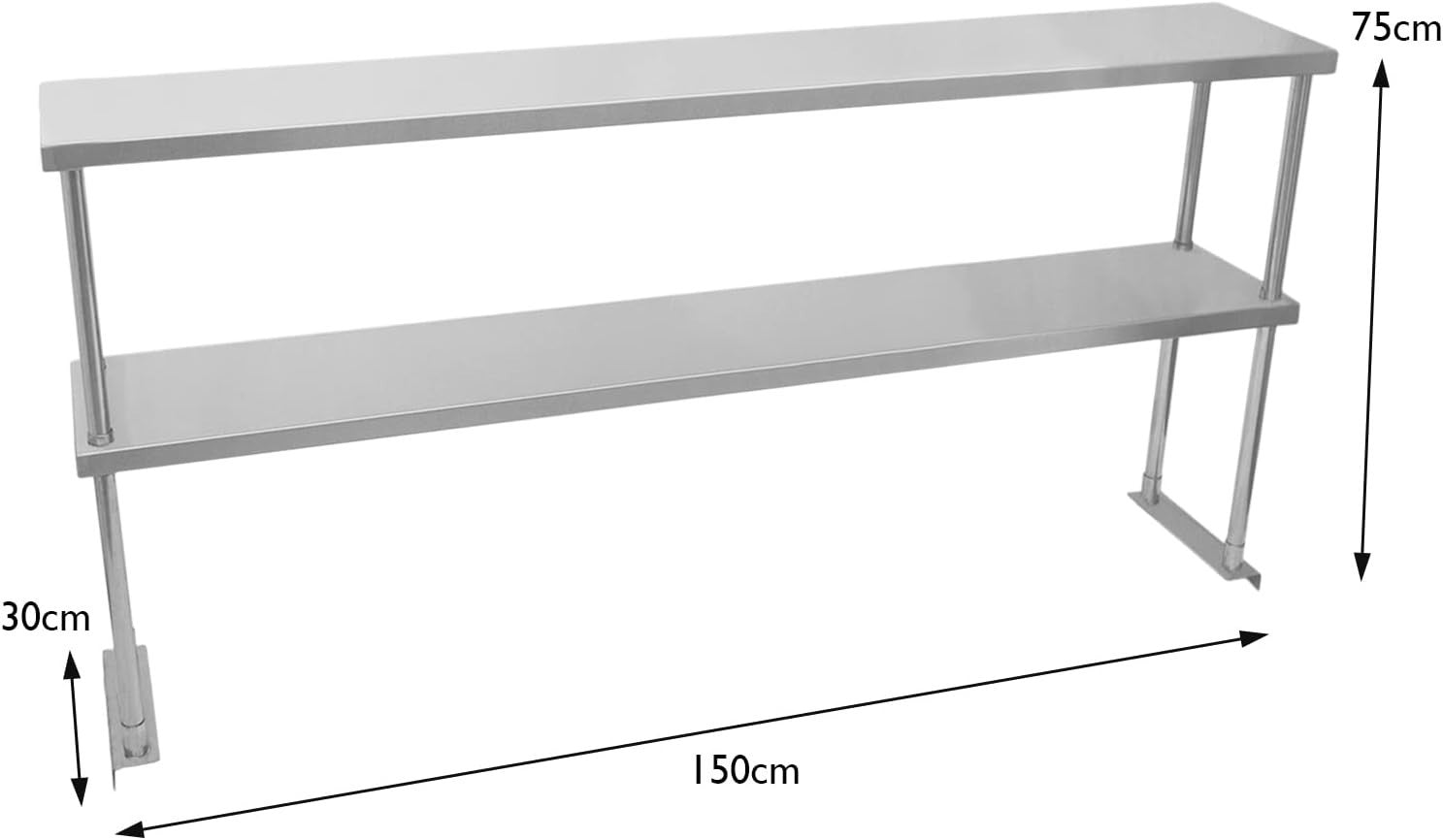 5ft Stainless Steel Catering Table with Double Overshelf Heavy Duty 350kg