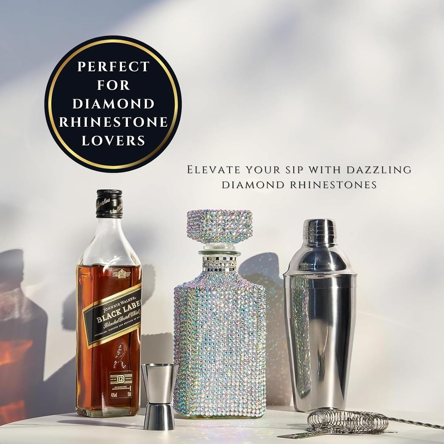 Diamond Rhinestone Whiskey Decanter 730ml Luxury Bling Crystal Spirits Bottle